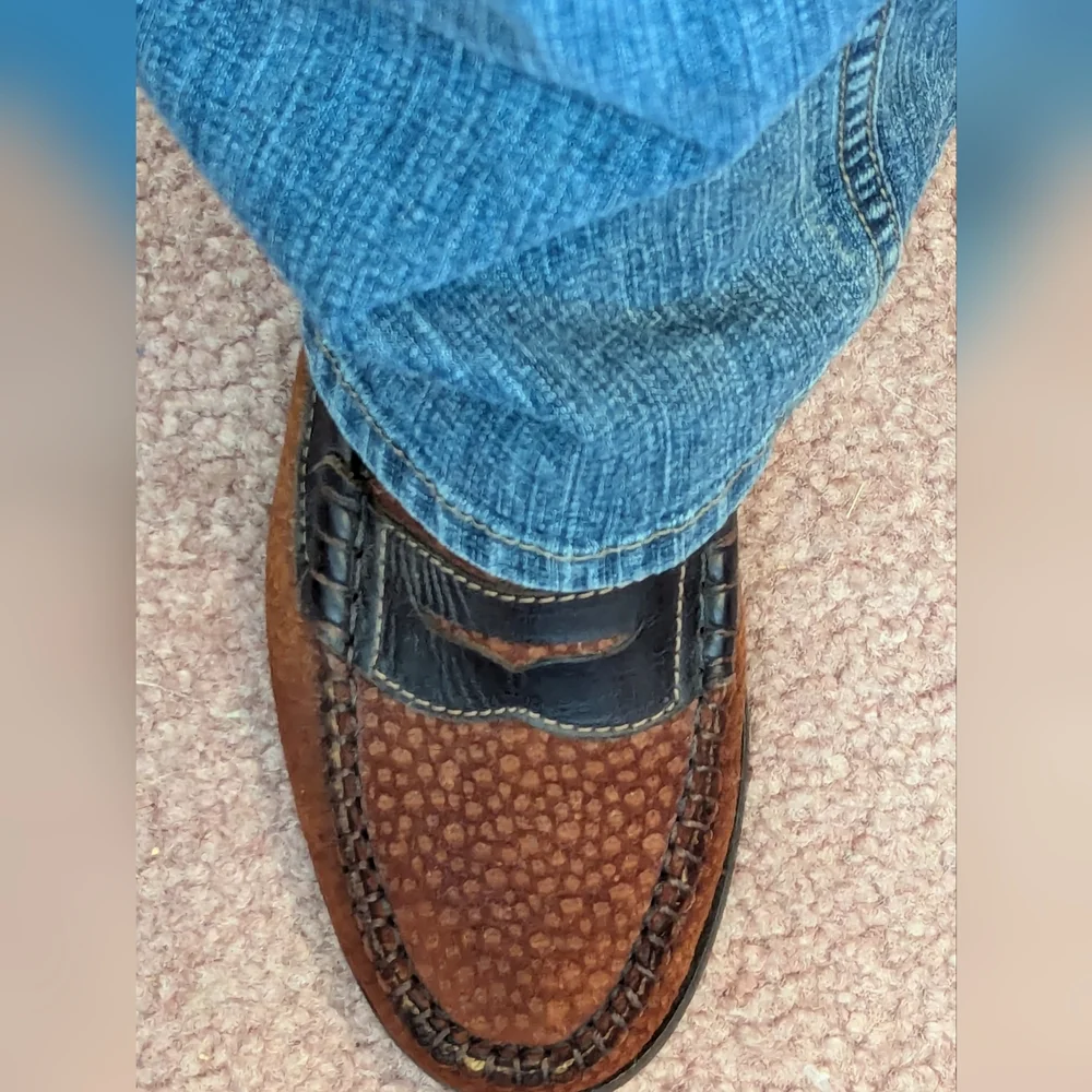 Darc Cuir Leather Penny Loafers Size 39, 8.5 Argentina Two Tone Preppy Academia